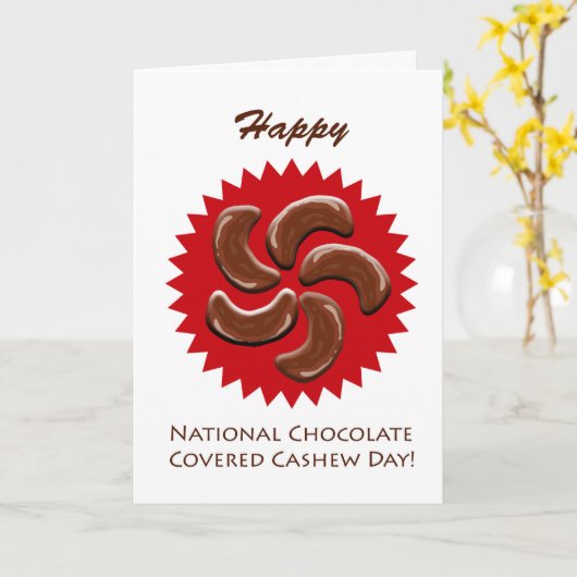 Nationale chocolade bedekte cashewdag, noten kaart (Gele Bloem)