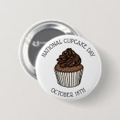 Nationale Chocolade Cupcake Dag | 18 oktober Ronde Button 5,7 Cm (Voorkant /achterkant)