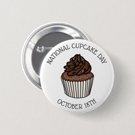Nationale Chocolade Cupcake Dag | 18 oktober Ronde Button 5,7 Cm (Voorkant /achterkant)