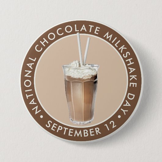 Nationale Chocolade Milkshake Dag Ronde Button 7,6 Cm (Voorkant)