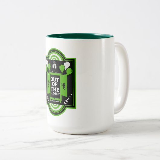 Nationale Coming Out Dag NCOD Tweekleurige Koffiemok (Voorkant rechts)