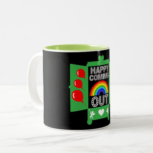 nationale coming out dag tweekleurige koffiemok (Voorkant links)