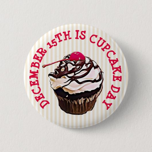 Nationale Cupcake Dag 15 December Knop Ronde Button 5,7 Cm (Voorkant)