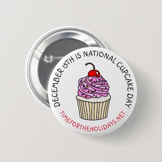 Nationale Cupcake Dag 15 december Ronde Button 5,7 Cm (Voorkant /achterkant)