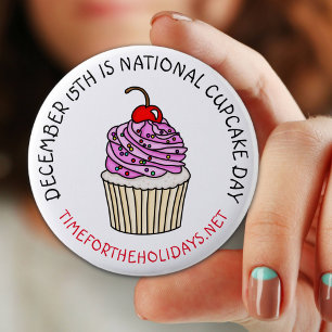 Nationale Cupcake Dag 15 december Ronde Button 5,7 Cm
