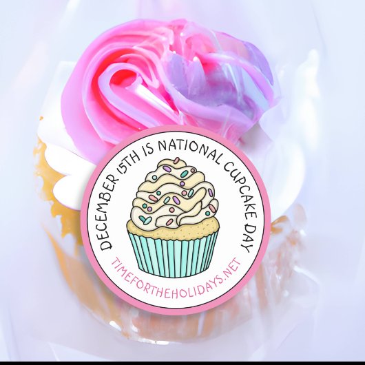 Nationale Cupcake Dag 15 december Ronde Sticker