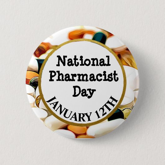 Nationale Dag van de apotheker 12 januari Ronde Button 5,7 Cm (Voorkant)