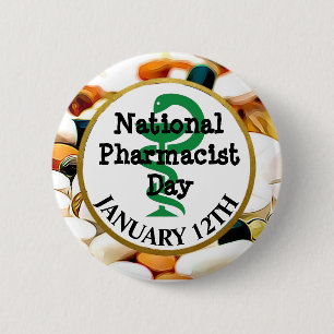 Nationale Dag van de apotheker 12 januari Ronde Button 5,7 Cm