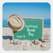 Nationale dag van de Beach Vierkante Sticker (Voorkant)