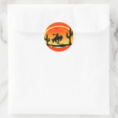 Nationale Dag van de Cowboy Bronco Silhouet Ronde Sticker (Tas)