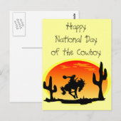 Nationale Dag van de Cowboy Bronco Silhouette Briefkaart (Voorkant / Achterkant)