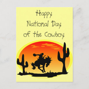 Nationale Dag van de Cowboy Bronco Silhouette Briefkaart