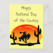 Nationale Dag van de Cowboy Bronco Silhouette Briefkaart (Voorkant)