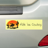 Nationale Dag van de Cowboy Bronco Silhouette Bumpersticker (Op auto)