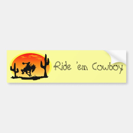 Nationale Dag van de Cowboy Bronco Silhouette Bumpersticker (Voorkant)