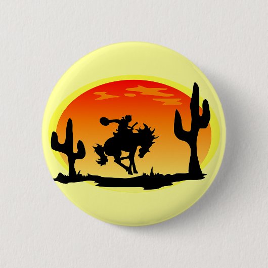 Nationale Dag van de Cowboy Bronco Silhouette Ronde Button 5,7 Cm (Voorkant)