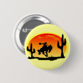 Nationale Dag van de Cowboy Bronco Silhouette Ronde Button 5,7 Cm (Voorkant /achterkant)