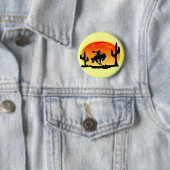 Nationale Dag van de Cowboy Bronco Silhouette Ronde Button 5,7 Cm (In situ)