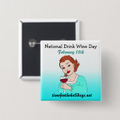 Nationale dag van de Drink - 18 februari Vierkante Button 5,1 Cm (Voorkant /achterkant)