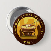 Nationale dag van de kaasfondue ronde button 7,6 cm (Voorkant /achterkant)