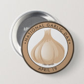 Nationale dag van de knoflook ronde button 7,6 cm (Voorkant /achterkant)