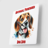 Nationale Dag van de Purebred Dog met Beagle Vierkante Klok (Hoek)