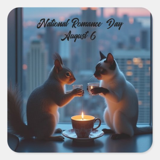 nationale dag van de Romance Vierkante Sticker (Voorkant)
