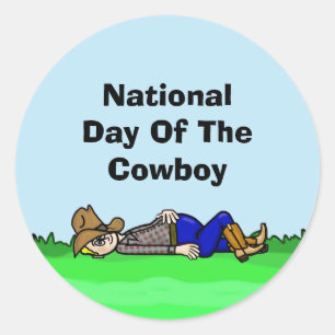 Nationale Dag van de Sticker van de Cowboy-Cartoon