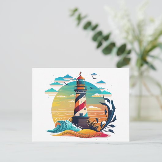 Nationale dag van de vuurtoren briefkaart (Staand voorkant)