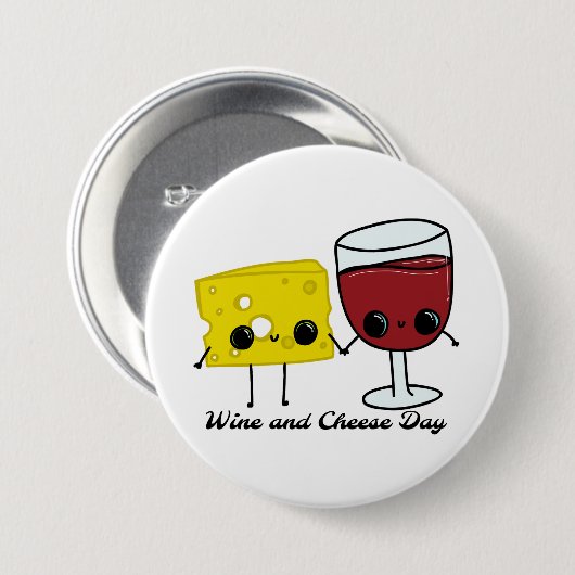 Nationale dag van wijn en kaas ronde button 7,6 cm (Voorkant /achterkant)