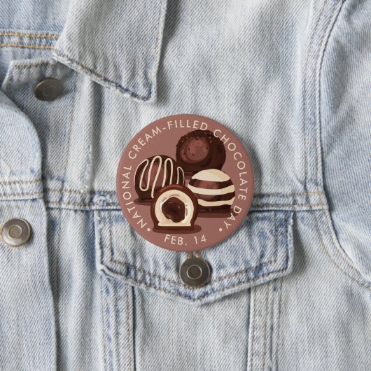 Nationale dag voor chocolade met crèmevulling ronde button 7,6 cm (In situ)