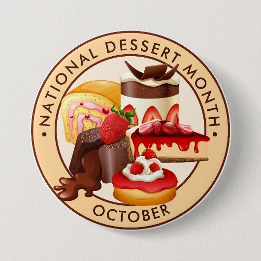 Nationale Dessert Maand Ronde Button 7,6 Cm (Voorkant)