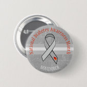 Nationale Diabetes Maand Grijs Rood Bewustzijn But Ronde Button 5,7 Cm (Voorkant /achterkant)