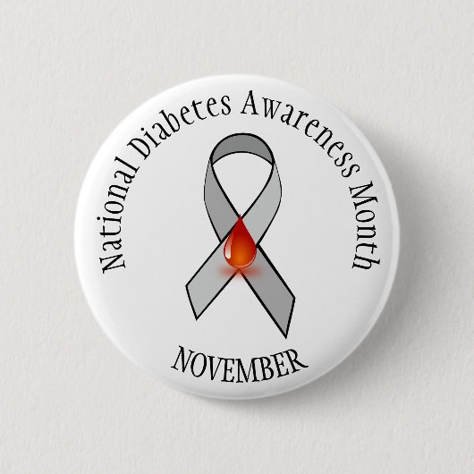 Nationale Diabetes maand november BewustmakingsBut Ronde Button 5,7 Cm (Voorkant)