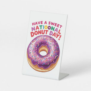 Nationale Donut Dag Reclamebord Met Voetstuk