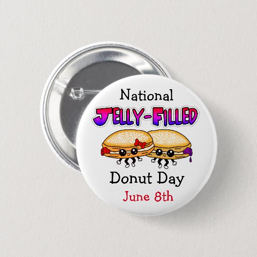 Nationale Donutdag met geleidevulling Ronde Button 5,7 Cm (Voorkant /achterkant)