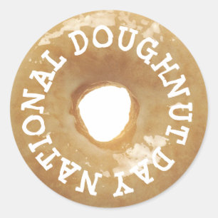 Nationale Doughnut-dag-stickers Ronde Sticker