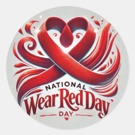 Nationale Draag Rode Dag Ronde Sticker