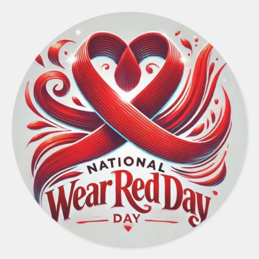 Nationale Draag Rode Dag Ronde Sticker (Voorkant)