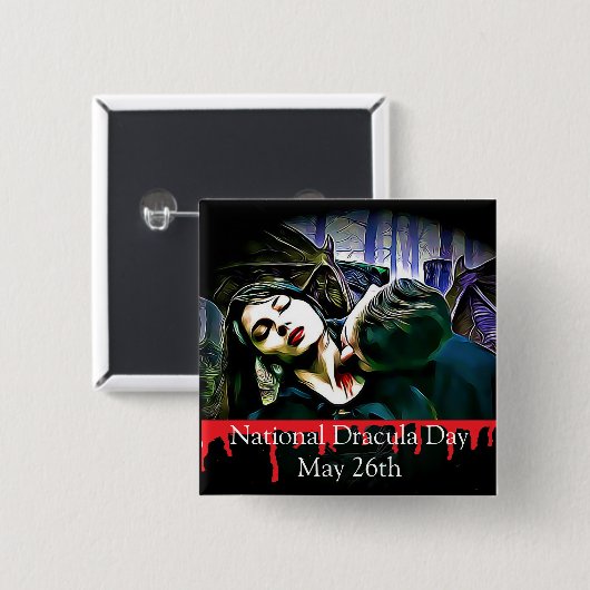 Nationale Dracula-dag mei 26 september 2010 Vierkante Button 5,1 Cm (Voorkant /achterkant)