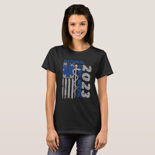 Nationale EMS Week 2023 Verenigde Staten van Ameri T-shirt (Voorkant volledig)