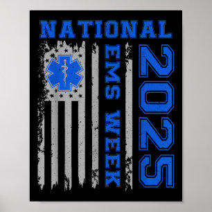 Nationale Ems Week 2025 Usa Vlag Nood Medisch Poster