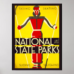 Nationale en staatsparken, skiën - Dorothy Waugh Poster