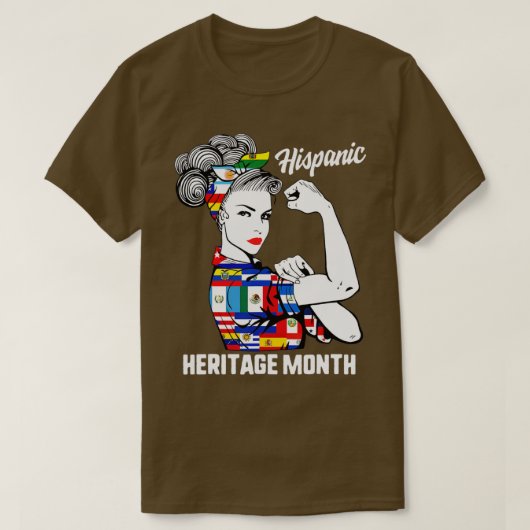 Nationale erfgoedmaand van de hispanic Woman Latin T-shirt (Design voorkant)