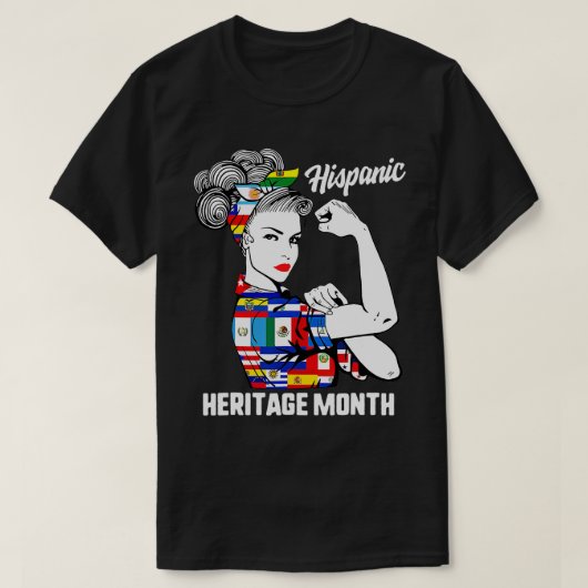 Nationale erfgoedmaand van de hispanic Woman Latin T-shirt (Design voorkant)