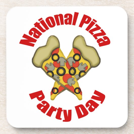 Nationale feestdag voor Pizza Bier Onderzetter (Voorkant)