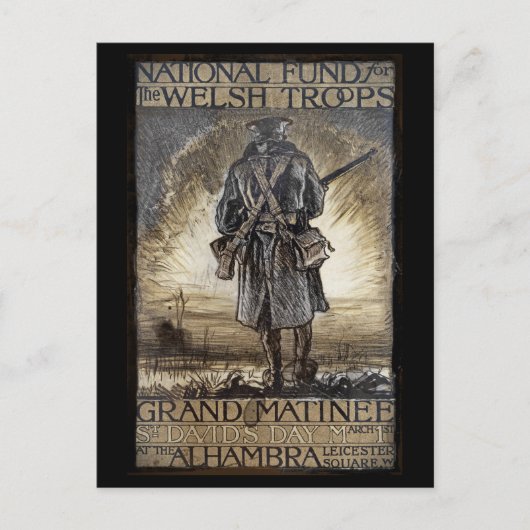 Nationale Fundraisator voor Welsh Troops Briefkaart (Voorkant)