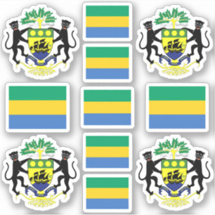 Nationale Gabonese symbolen/wapenschild en vlag Sticker