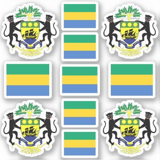 Nationale Gabonese symbolen/wapenschild en vlag Sticker (Voorkant)