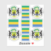 Nationale Gabonese symbolen/wapenschild en vlag Sticker (Vel)